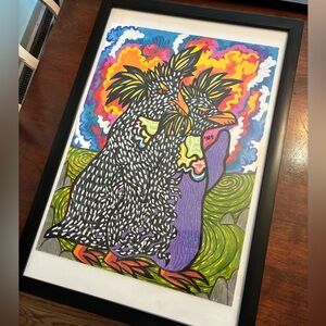 Vibrant Abstract Art Print in Black Frame
